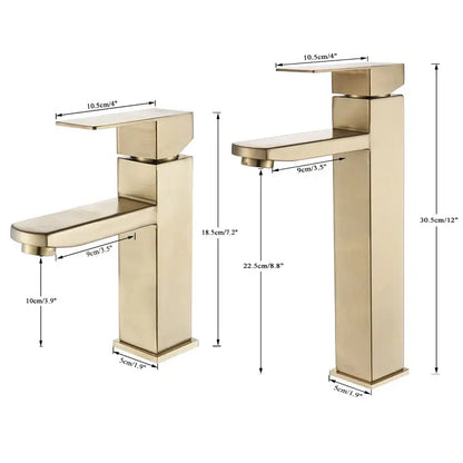 Modern geometric brushed gold basin faucet bathroom vessel sink tap