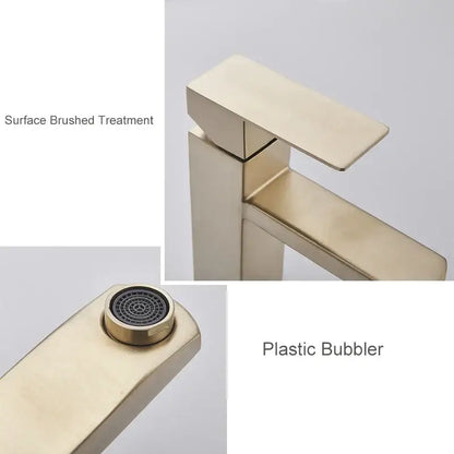 Modern geometric brushed gold basin faucet bathroom vessel sink tap