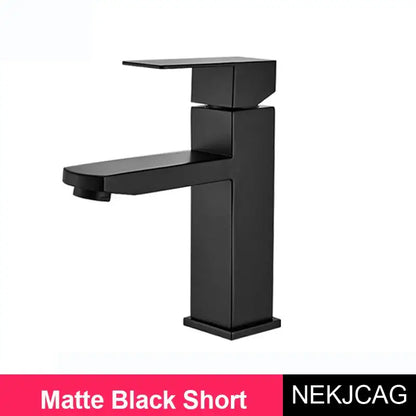 Modern geometric brushed gold basin faucet bathroom vessel sink tap