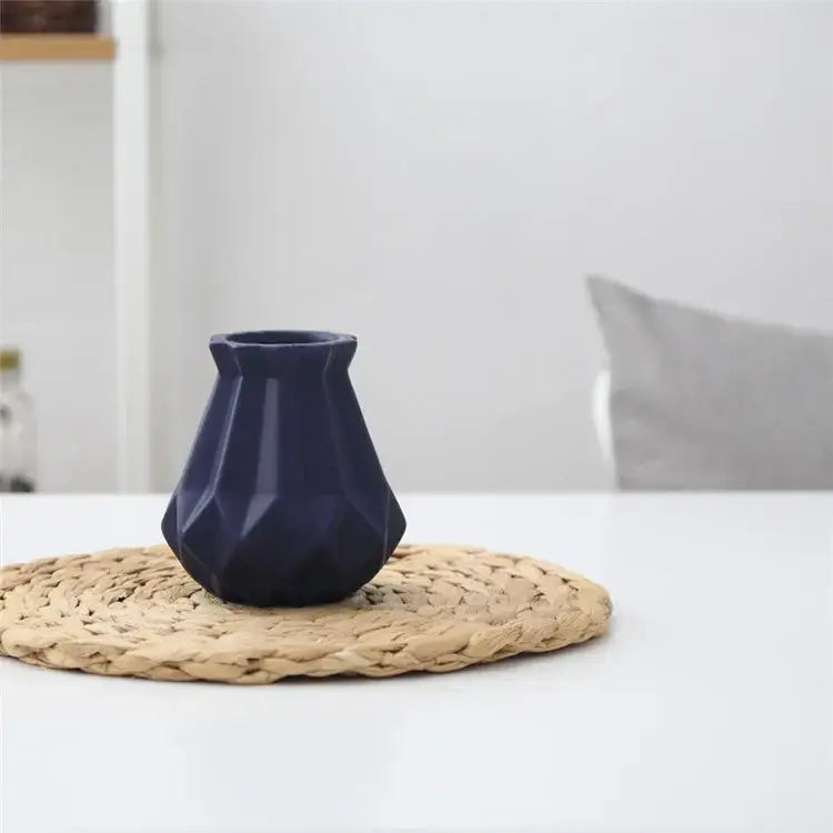 Modern geometric ceramic diamond vase set living room decor