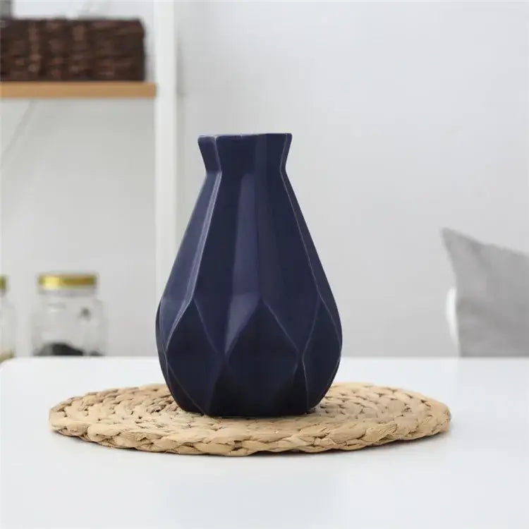 Modern geometric ceramic diamond vase set living room decor