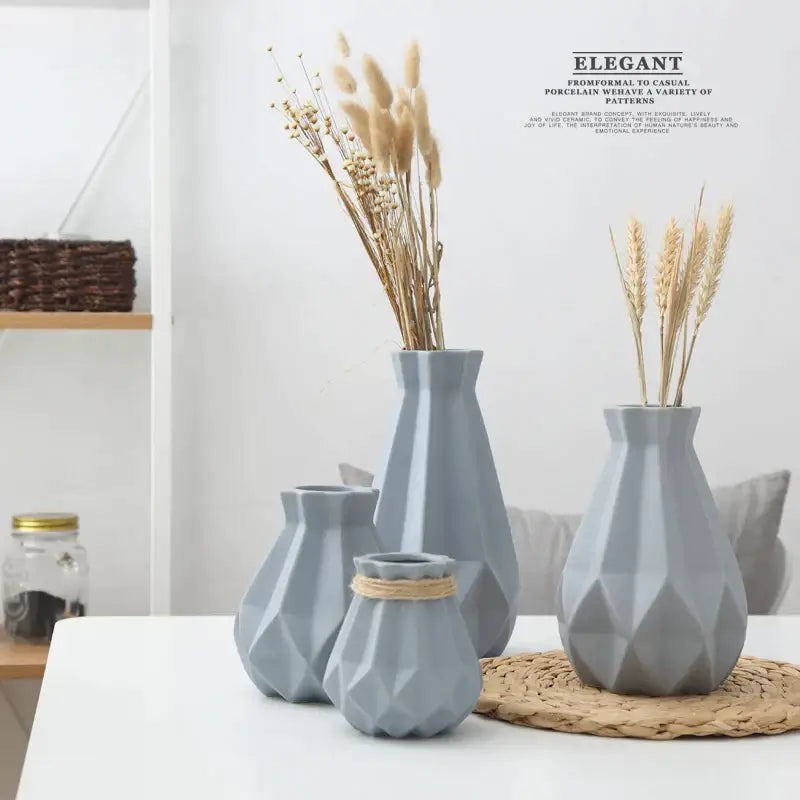 Modern geometric ceramic diamond vase set living room decor