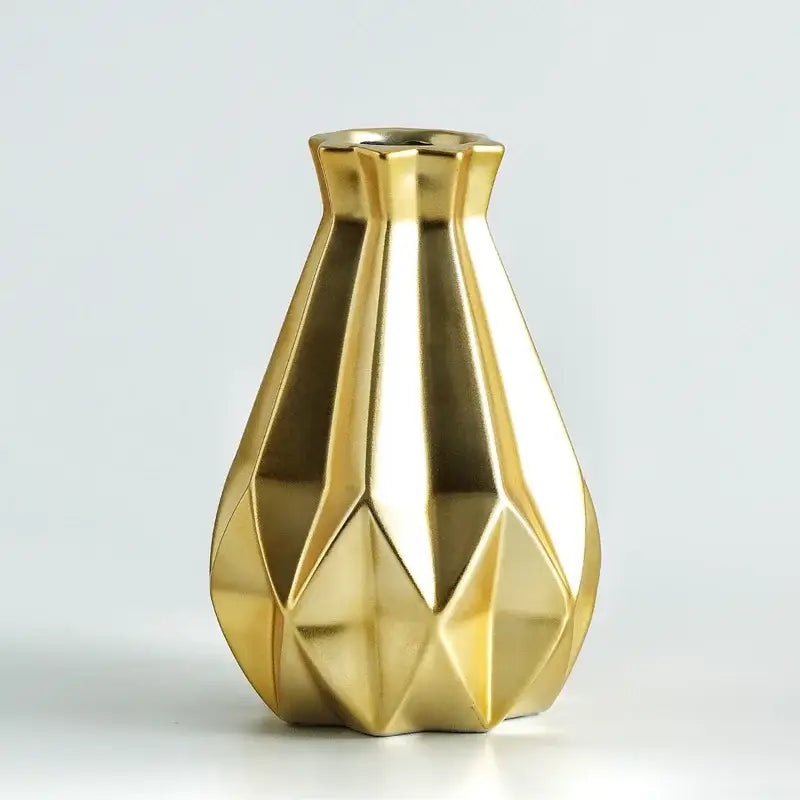 Modern geometric ceramic diamond vase set living room decor
