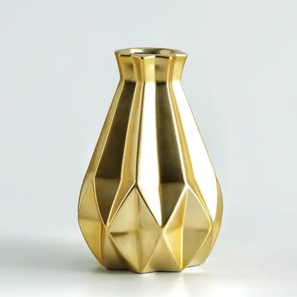 Modern geometric ceramic diamond vase set living room decor