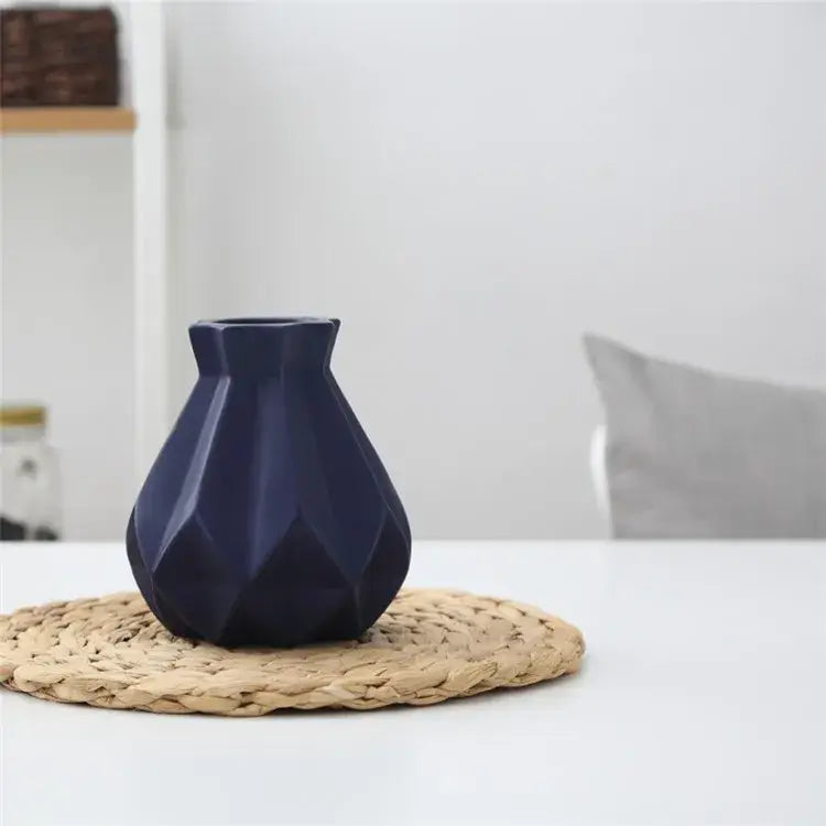 Modern geometric ceramic diamond vase set living room decor
