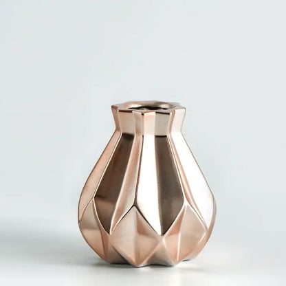 Modern geometric ceramic diamond vase set living room decor