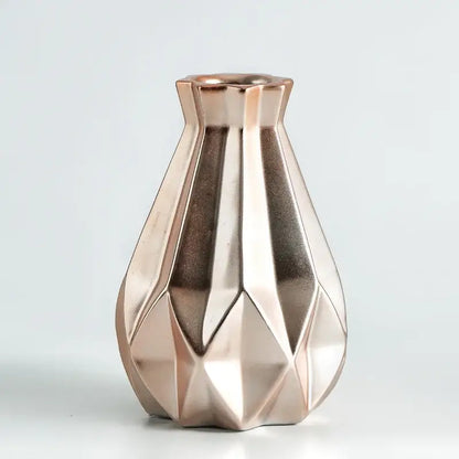 Modern geometric ceramic diamond vase set living room decor