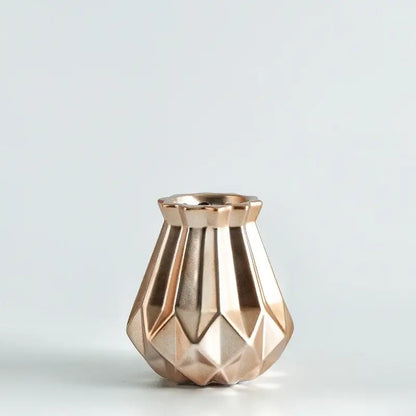 Modern geometric ceramic diamond vase set living room decor