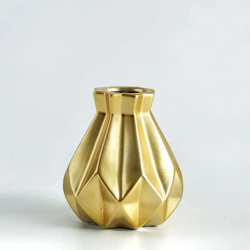 Modern geometric ceramic diamond vase set living room decor