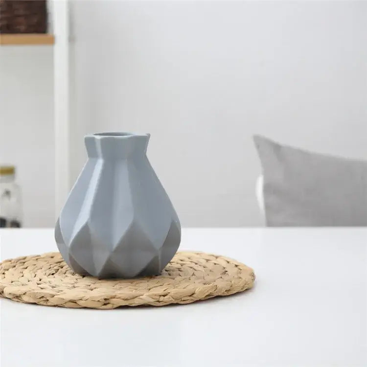 Modern geometric ceramic diamond vase set living room decor