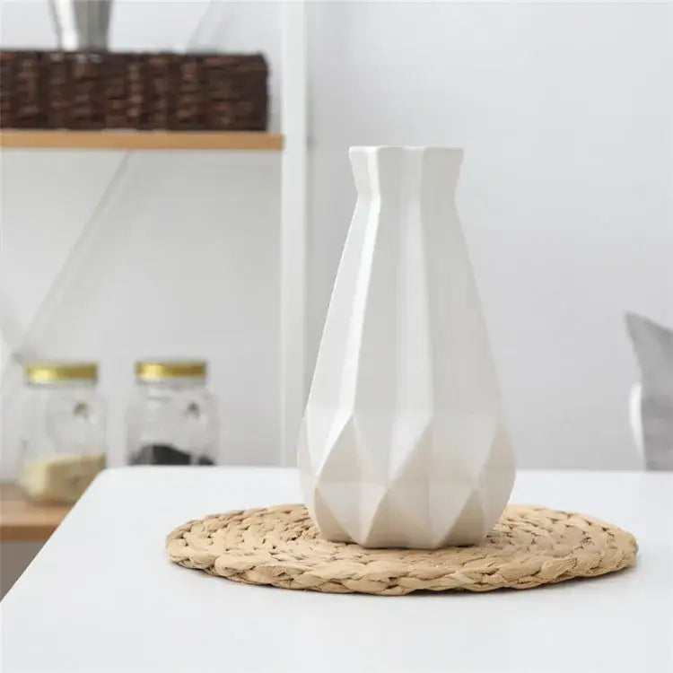 Modern geometric ceramic diamond vase set living room decor