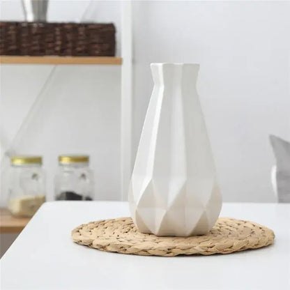 Modern geometric ceramic diamond vase set living room decor