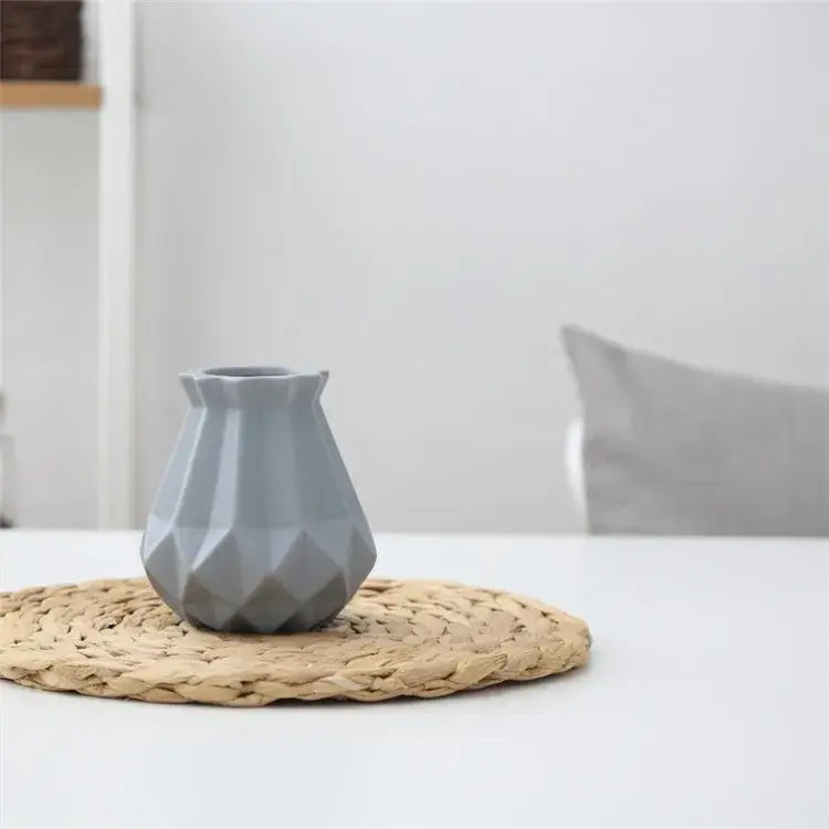 Modern geometric ceramic diamond vase set living room decor
