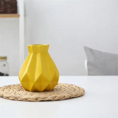 Modern geometric ceramic diamond vase set living room decor