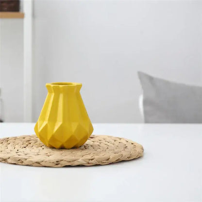 Modern geometric ceramic diamond vase set living room decor