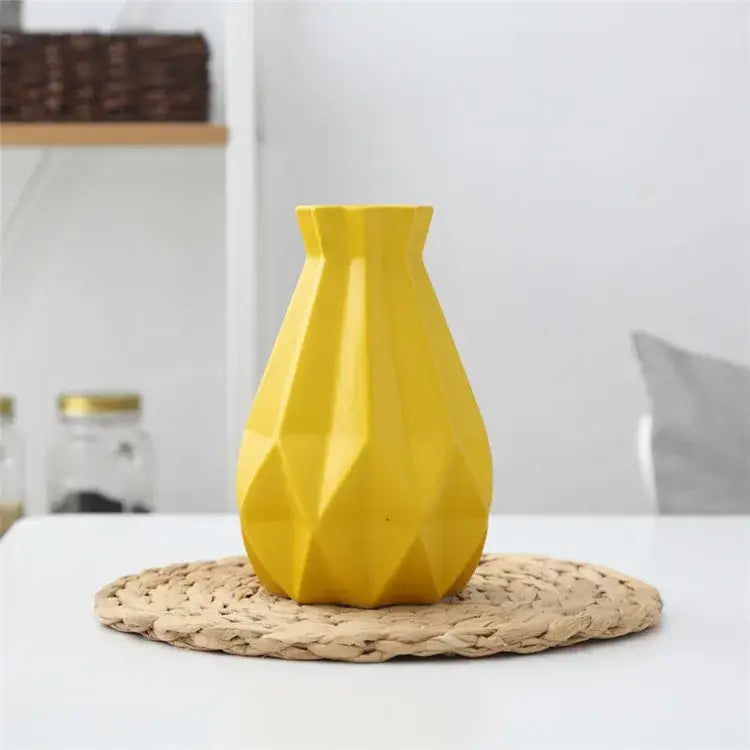 Modern geometric ceramic diamond vase set living room decor