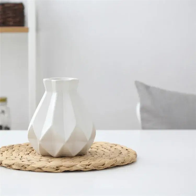 Modern geometric ceramic diamond vase set living room decor