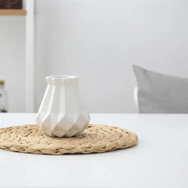 Modern geometric ceramic diamond vase set living room decor