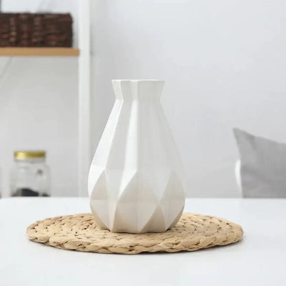 Modern geometric ceramic diamond vase set living room decor