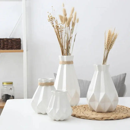 Modern geometric ceramic diamond vase set living room decor