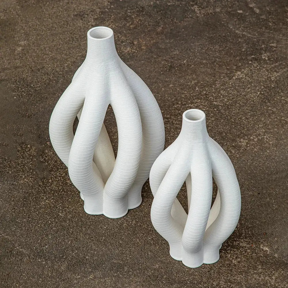 Modern geometric ceramic spiral vase set living room decor