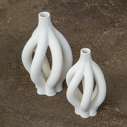 Modern geometric ceramic spiral vase set living room decor