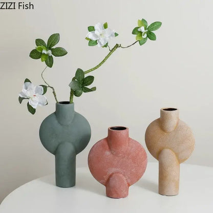 Modern geometric ceramic vase set of 4 living room decor