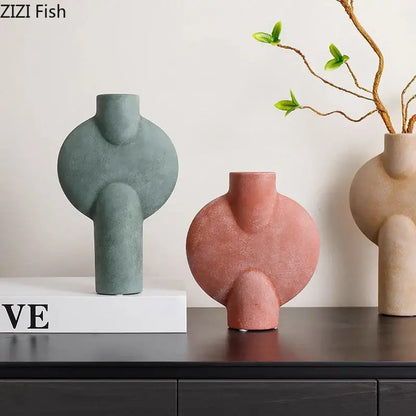 Modern geometric ceramic vase set of 4 living room decor
