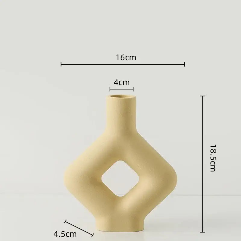 Modern geometric ceramic vase yellow & terracotta living room decor