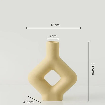 Modern geometric ceramic vase yellow & terracotta living room decor