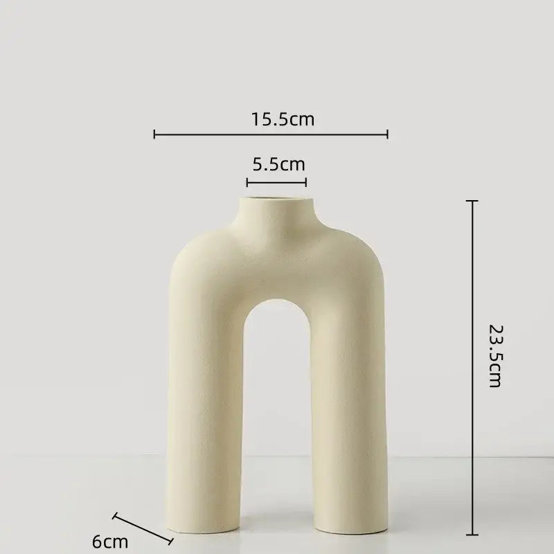 Modern geometric ceramic vase yellow & terracotta living room decor