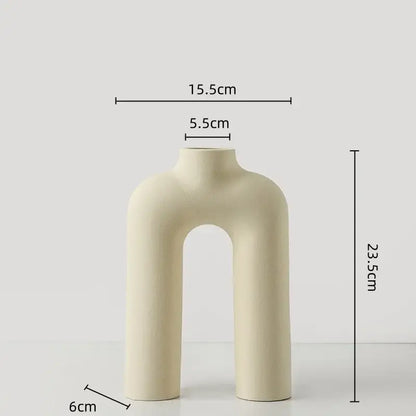 Modern geometric ceramic vase yellow & terracotta living room decor