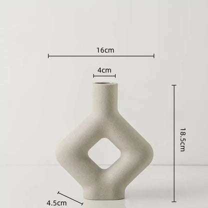 Modern geometric ceramic vase yellow & terracotta living room decor