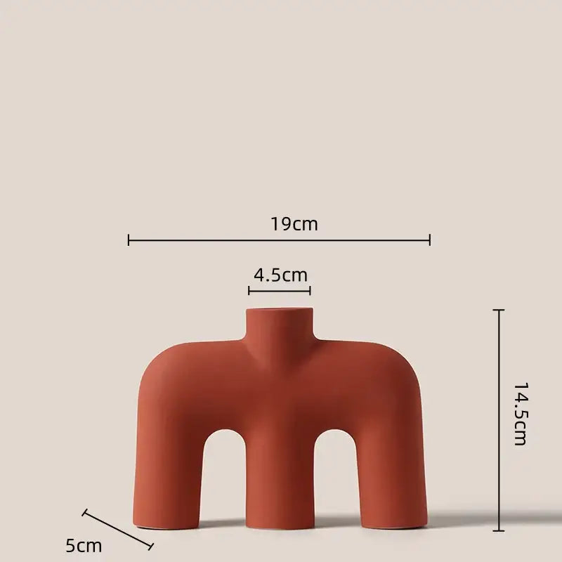 Modern geometric ceramic vase yellow & terracotta living room decor