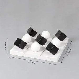 Modern geometric chess ornament set black & white living room decor
