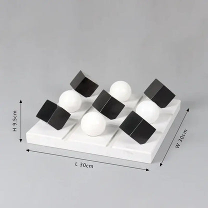 Modern geometric chess ornament set black & white living room decor