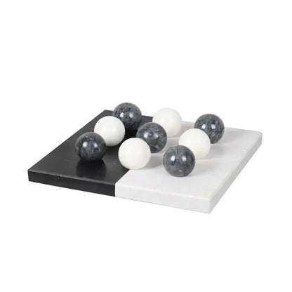 Modern geometric chess ornament set black & white living room decor