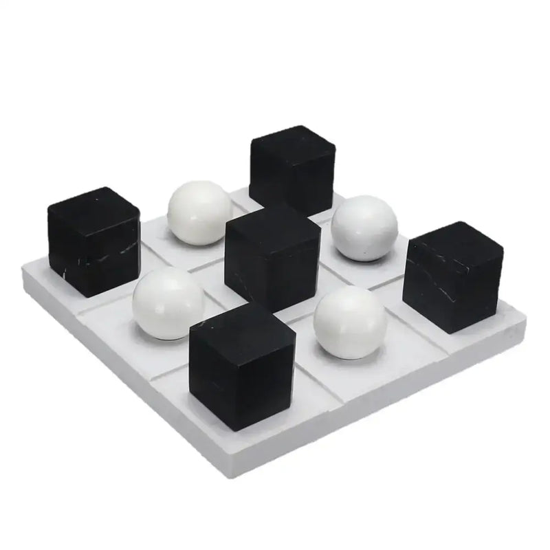 Modern geometric chess ornament set black & white living room decor
