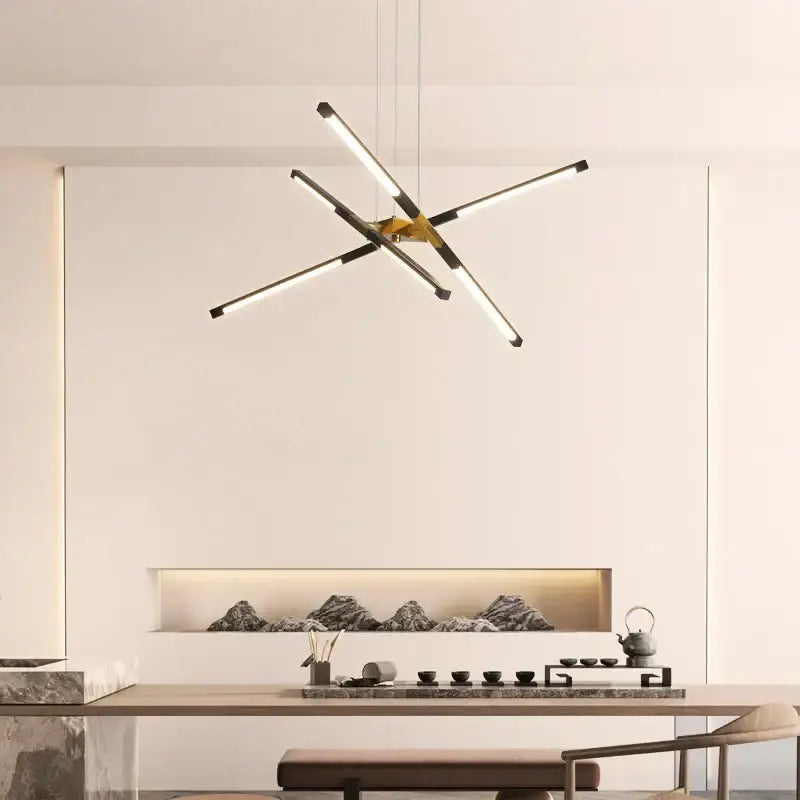 Modern geometric chrome & gold dimmable led ceiling light dining room