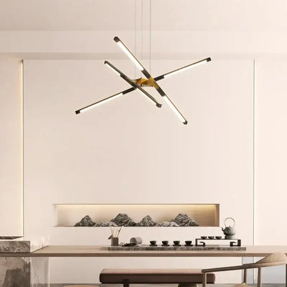 Modern geometric chrome & gold dimmable led ceiling light dining room