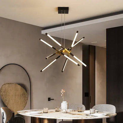 Modern geometric chrome & gold dimmable led ceiling light dining room