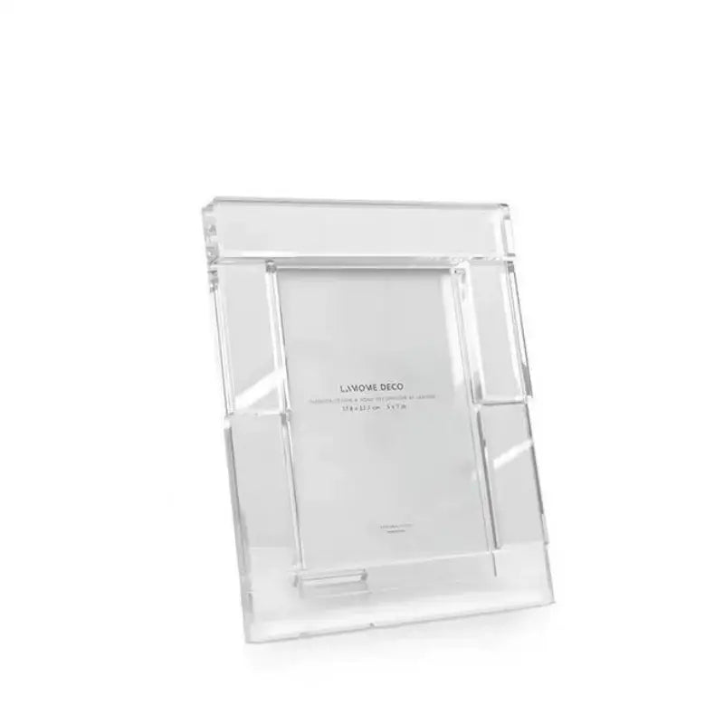 Modern geometric clear crystal glass cube photo frame living room decor
