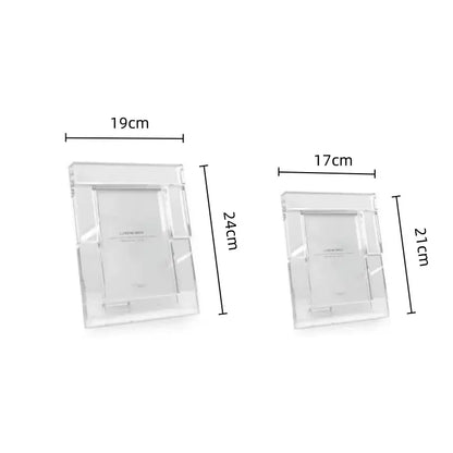 Modern geometric clear crystal glass cube photo frame living room decor