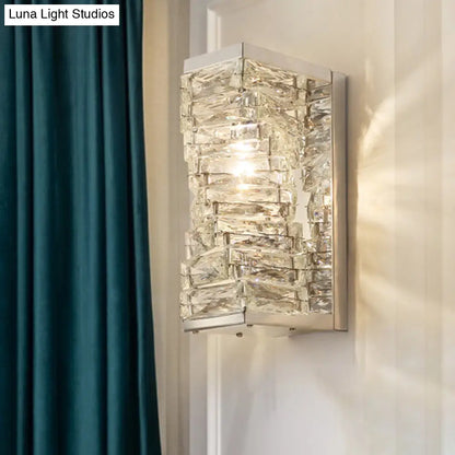 DecorBites™ Modern Geometric Clear Crystal LED Wall Sconce - 1 Bulb Living Room Lighting Fixture