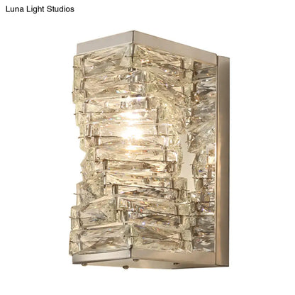 DecorBites™ Modern Geometric Clear Crystal LED Wall Sconce - 1 Bulb Living Room Lighting Fixture