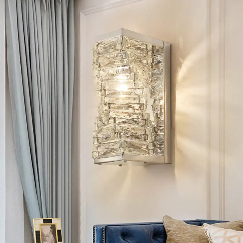 Modern geometric clear crystal wall sconce living room light fixture