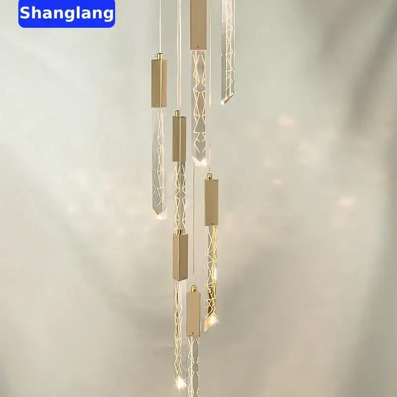 Modern geometric crystal chrome led chandelier living room pendant light