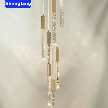 Modern geometric crystal chrome led chandelier living room pendant light