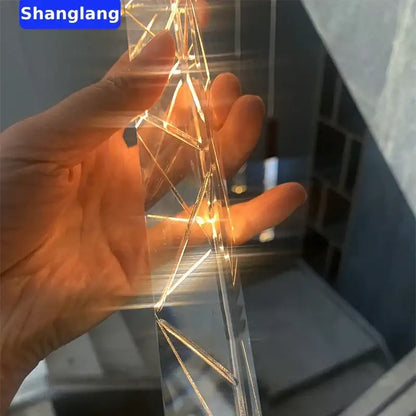Modern geometric crystal chrome led chandelier living room pendant light