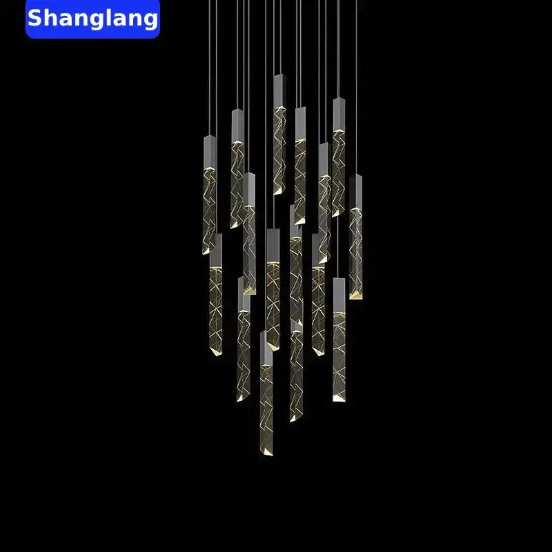 Modern geometric crystal chrome led chandelier living room pendant light